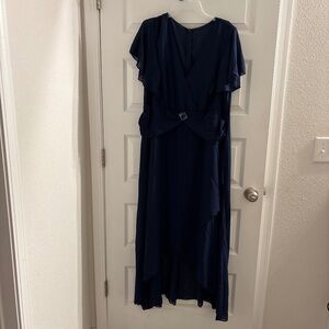 Reflora Curve Women's Elegant Navy Blue Flowing Chiffon Dress